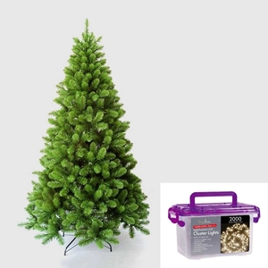 7ft Carson Spruce Tree with 2000 LED Cluster Light Set