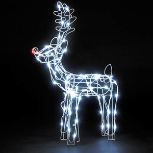 91cm Reindeer Silhouette w/Red Nose/72 White LEDs