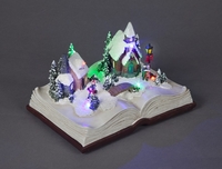 Battery Operated 14cm Chirstmas Scene On Book with LED Colour Finish