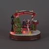 Battery Operated 18cm Festive Scene With Santa,  Child on Fence with Music & LEDs