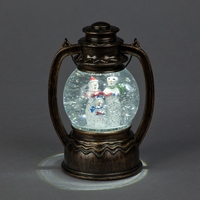 Battery Operated 19.7cm Water Lantern With Snowman Trio With Warm White LEDs