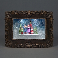 Battery Operated 21cm Water Picture Frame With Choir LEDs With Black Bronze Frame
