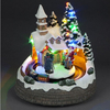 Battery Operated 22cm LED Church With Santa,  Children and Turning Train with Music