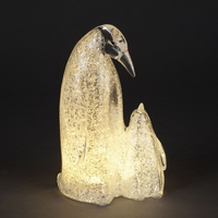 Battery Operated 23cm Penguin and Chick with Warm White LEDS