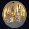 Battery Operated 25cm Hanging Wooden Scene With Trees,  Stag and House Warm White LED