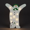 Battery Operated 25cm White Wood With Snowman And Snowdog 10 Warm White LEDs