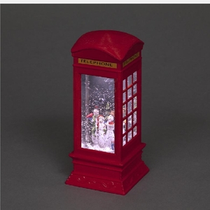 Battery Operated 26.5cm LED Water Telephone Box With Snowmen