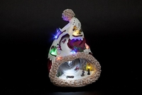 Battery Operated 28cm Resin LED Santa Hat With Moving Skaters & Music