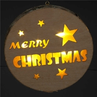 Battery Operated 29cm Merry Christmas Round Sign With Star Design Warm White LEDs