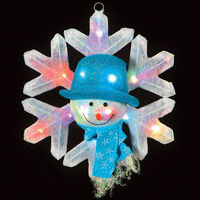 Battery Operated 30cm Illuminated Snowflake w/ Snowman Head