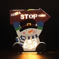 Battery Operated 30cm Santa Stop Here Snowman Sign With 8 Warm White LEDs