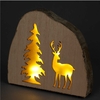 Battery Operated 30cm Wooden Scene With Tree & Deer Design With Warm White LEDs