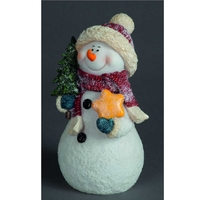 Battery Operated 31cm LED Snowman With Christmas Tree & Star