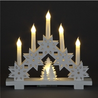 Battery Operated 31cm White Carved Candle Arch 5 Candles With 6 Warm White LEDs