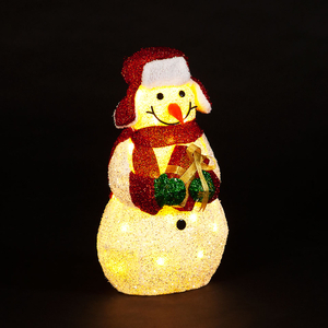 Battery Operated 57cm White Flannel Snowman with 20 Warm White LEDs