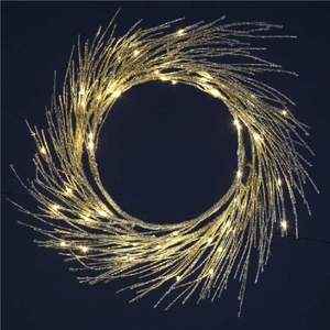 Battery Operated 60cm Champ Glitter Wreath With 42 Warm White Copper Wire