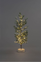 Battery Operated 75CM Green Snowy Tree With 80 Warm White LEDS and Wooden Base