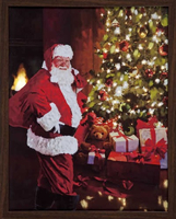 Battery Operated Fibre Optic LED Framed Canvas With Santa & Christmas Tree 40cm x 50cm