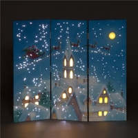 Battery Operated Fibre Optic LED Partition Screen Santa