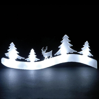 Battery Operated Ice White LED Forest and Reindeer Scene