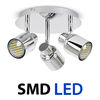 Benton Three Way LED Ceiling Spotlight in Chrome