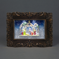 B/O 21cm Water filled Picture Frame with Glitter,  with a Nativity Scene