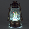 B/O 24cm Golden Water Lantern with Snowman Trio and Ice White LEDs
