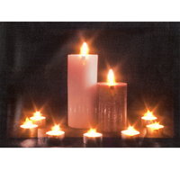 Candle Wall Print with 9 Battery Operated Warm white LEDs