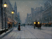 Christmas Eve in the City Illuminated Wall Canvas 40x30cm