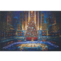 Christmas Tree in the City by Night Illuminated Wall Canvas