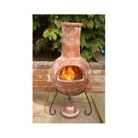 Colima Rustic Red Clay Chimenea with Metal Stand - Large