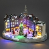 Fibre Optic 26cm Resin Town Square With Tree Scene And Music