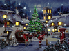 Fibre Optic LED Santa & Village Canvas by Richard Macneil 40cm x 30cm