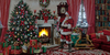 Fibre Optic LED Santa Canvas by Richard Macneil 60cm x 30cm