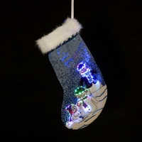 Fibre Optic Snowmen Stocking with Twinkling LEDs