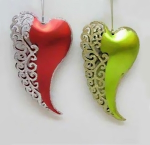 Funky Metal Heart With Ornate Edge Gold & Brown