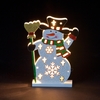 Illuminated Wooden Snowman & Broom with Warm White LEDs