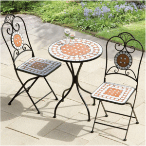 Karima Diamond Mosaic Cast Iron Bistro Set