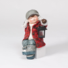 Miniature Ceramic Boy with Candle Holder Lantern Figurine