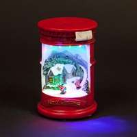 Miniature Frosted Village Postbox with Multi-coloured LEDs