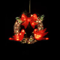 Natural Rattan Illuminated Wreath with 49 Warm White LEDs