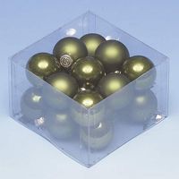 Pack of 18 x 40mm Green Glass Baubles