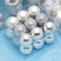 Pack of 18 x 40mm Silver Glass Baubles