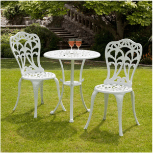 Perth 60cm› White Cast Aluminium Bistro Set
