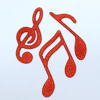 Pk of 3 20cm Red Glittered Music Note Tree Decorations