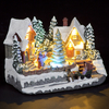 Polyresin Lit Village Scene with LED Lights & Tree
