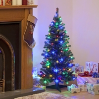 Pre-lit Deluxe Green Christmas Tree with Multi-Coloured Lights