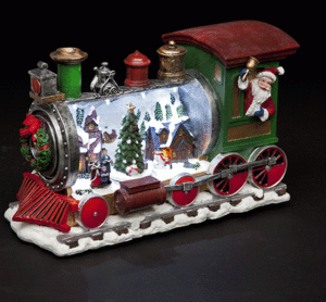 Resin Santa in Train with Open Carriage with LED Lights and Music