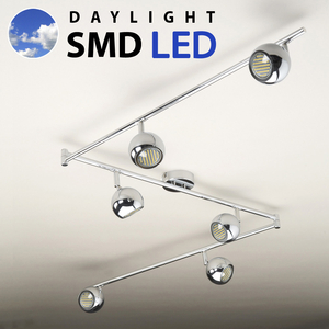 Retro Six Way Adjustable Daylight LED Ceiling Spotlight in Chrome