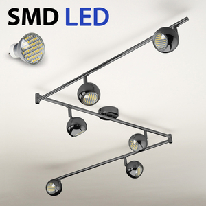 Retro Six Way Adjustable LED Ceiling Spotlight in Black Chrome